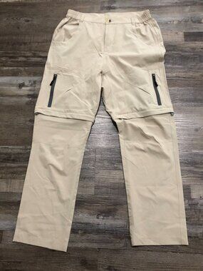 Little Donkey Andy Pants Mens Large Beige Convertible Zip Into Shorts Hiking